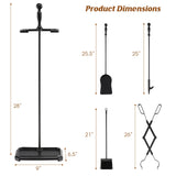 Tangkula 5-Piece Fireplace Tool Set, Heavy Duty Fire Wood Tool Set with Tong, Brush, Shovel, Poker, Stand