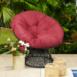 Tangkula Papasan Chair Rattan Ergonomic Chair w/ 360-degree Swivel and Soft Cushion, Solid Structure & Stable Base