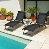 Tangkula Outdoor Patio Chaise Lounge Chairs, Reclining Lounge Chairs with 5-Position Adjustable Backrest & Breathable Fabric