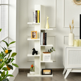 Tangkula 8 Shelf Bookshelf, Wood Bookcase with 8 Book Shelf, Tree Bookshelf Room Dividers