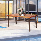 Tangkula Acacia Wood Outdoor Dining Table with Umbrella Hole