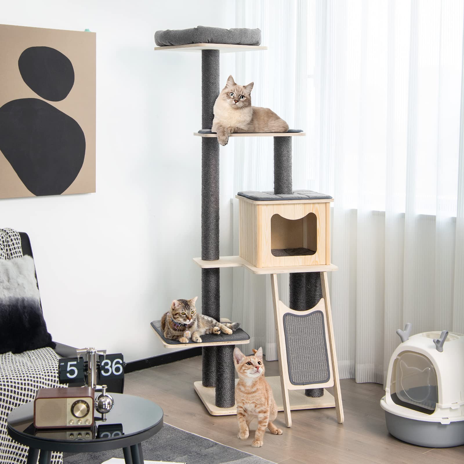 69 Inch Modern Cat Tree - Tangkula 
