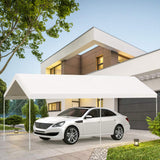 10 x 20 Feet Carport, Waterproof Car Canopy with 6 Steel Legs, Ball Bungees & Wind Rope