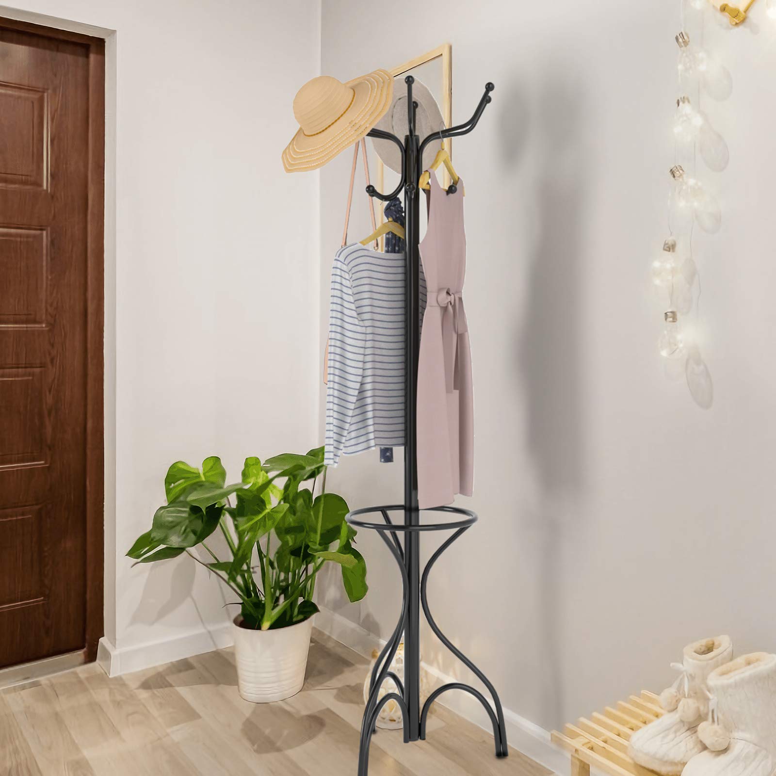 Tangkula Coat Rack Freestanding, Rubber Wood Coat Stand with 8 Hooks,  Height Adjustable Entryway Coa…See more Tangkula Coat Rack Freestanding,  Rubber