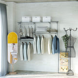 3 to 5 FT Custom Closet Organizer System Kit, Wall-Mounted Storage Organizer with Wire Shelving and Hanging Rods