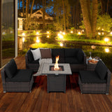 Tangkula 7 Piece Patio Furniture Set with Fire Pit Table, 30 Inches 50,000 BTU Propane Fire Pit Table