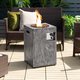 Tangkula 16 Inch Patio Propane Fire Pit, Patiojoy Electronic Ignition Square Gas Fire Pit with Protective Cover