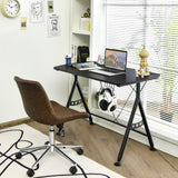 Gaming Desk, Ergonomic Home Office Computer Desk with Cup Holder & Headphone Hook