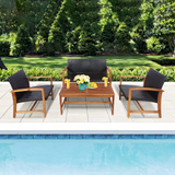 Tangkula 4-Piece PE Rattan Patio Furniture Set, Outdoor Conversation Set