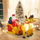 Tangkula 7.5 FT Christmas Inflatable Lighted Santa Claus on Sleigh with Reindeers & Gift Boxes