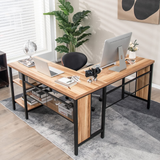 Tangkula L-shaped Office Desk, 59 Inch Large Corner Desk