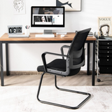 Tangkula Mid Mesh Back Office Guest Chair Chair W/Adjustable Lumbar Support & Sled Base