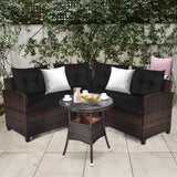 4-Piece Patio Furniture Set, C-Shape Outdoor Wicker Sectional Sofa Set