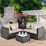 Tangkula 4 Piece Wicker Patio Set with Storage, All Weather-Proof Outdoor Conversation Set