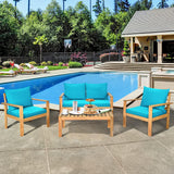Tangkula Outdoor 4-Piece Acacia Wood Chat Set