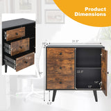 Tangkula Storage Cabinet with 3 Drawers and Door Cabinet
