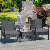 3 Pieces Patio Rattan Conversation Set - Tangkula