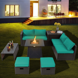 Tangkula 9 Pieces Patio Furniture Set with 30" Propane Fire Pit Table