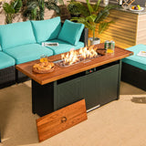 Tangkula 57 Inches Propane Fire Pit Table, Patiojoy 50,000 BTU Outdoor Rectangular FirePit Table