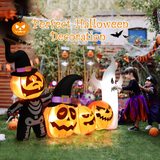 Tangkula 7.5 FT Halloween Inflatable Pumpkin Patch with Ghost, Skeleton & Witches Hats