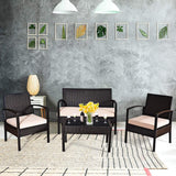 4 PCS/8 PCS Patio Furniture Sets, Rattan Chair Wicker Set, Outdoor Bistro Sets