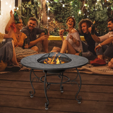 Tangkula Outdoor Fire Pit Table, 4 in 1 36 Inch Round BBQ Garden Fire Bowl with Lid, Bonfire Wood Burning Fire Pit for Outside Backyard