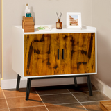 Tangkula Mid Century Storage Cabinet, Floor Storage Cabinet with 2 Doors & Metal Legs, Rustic Brown
