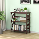 Tangkula 3-Tier Bookshelf, Vintage Wooden Bookcase with X-Style Frame