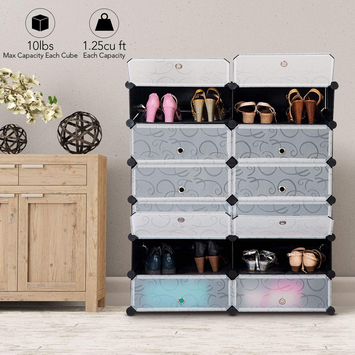 Tangkula 12-Cube Shoe Rack, DIY Cubes Storage Cabinet – tangkula