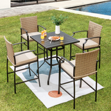 Tangkula Patio Bar Height Table, 32 Inch Outdoor Steel Square Bar Table