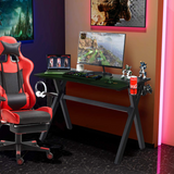 Tangkula Computer Desk Gaming Desk, Ergonomic E-Sports Desk with Cup & Headphone Holder and Mouse Pad