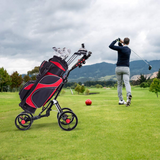 Tangkula Golf Push Pull Cart, 4 Wheels Foldable Collapsible Golf Trolley with Umbrella Holder, Foot Brake, Scorecard & Drink Holder