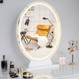 Tangkula Vanity Makeup Mirror with Lights, Round HD Lighted Mirror w/Remote Control