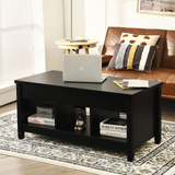 TANGKULA Modern Coffee Table w/Hidden Compartment and Open Storage Shelf for Living Room Office Reception Room