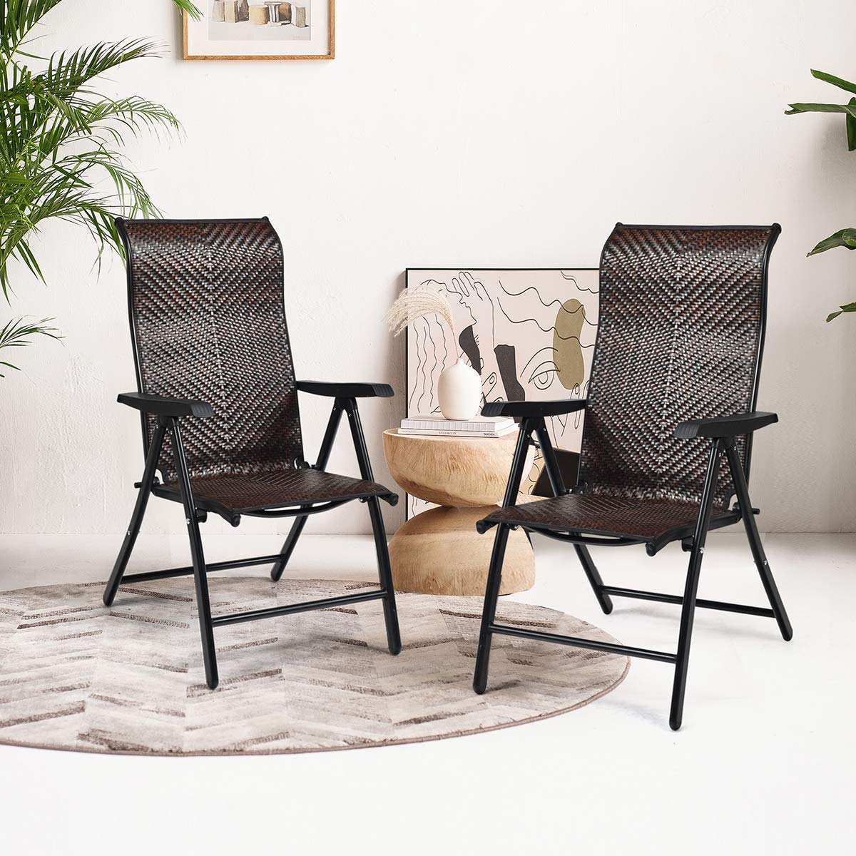 Tangkula Patio Rattan Folding Chair