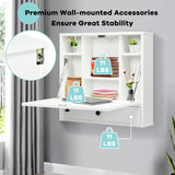 Wall Mounted Desk, Pneumatic Floating Desk Wall Mount Laptop Desk with Magnetic Foldable Tabletop