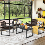 Tangkula 4 Pieces Patio Furniture Set, Outdoor Conversation Sofa Set with Coffee Table