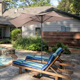 9 ft Half Round Outdoor Patio Umbrella, Market Umbrella with Crank and 5 ribs