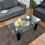 Tangkula Rectangular Glass Coffee Table, Modern Side Coffee Table