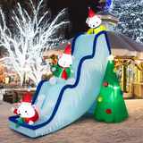 Tangkula Christmas Inflatable Polar Bear Slide Scene Decoration