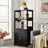 Bathroom Floor Cabinet with Drawer, 2 Open Shelves and Door Cupboard