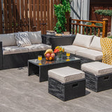 8-Piece Patio Furniture Set with Cover, 2 Ottomans, 2 Armless Sofas & Corner Sofas