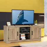 Tangkula Farmhouse Barn Wood TV Stand for TVs up to 65 Inches