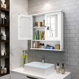 Tangkula Bathroom Cabinet Wall Mounted with Double Mirror Doors