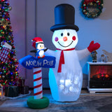 Tangkula 6 FT Inflatable Christmas Snowman, Blow up Xmas Decoration w/ Penguin Guidepost