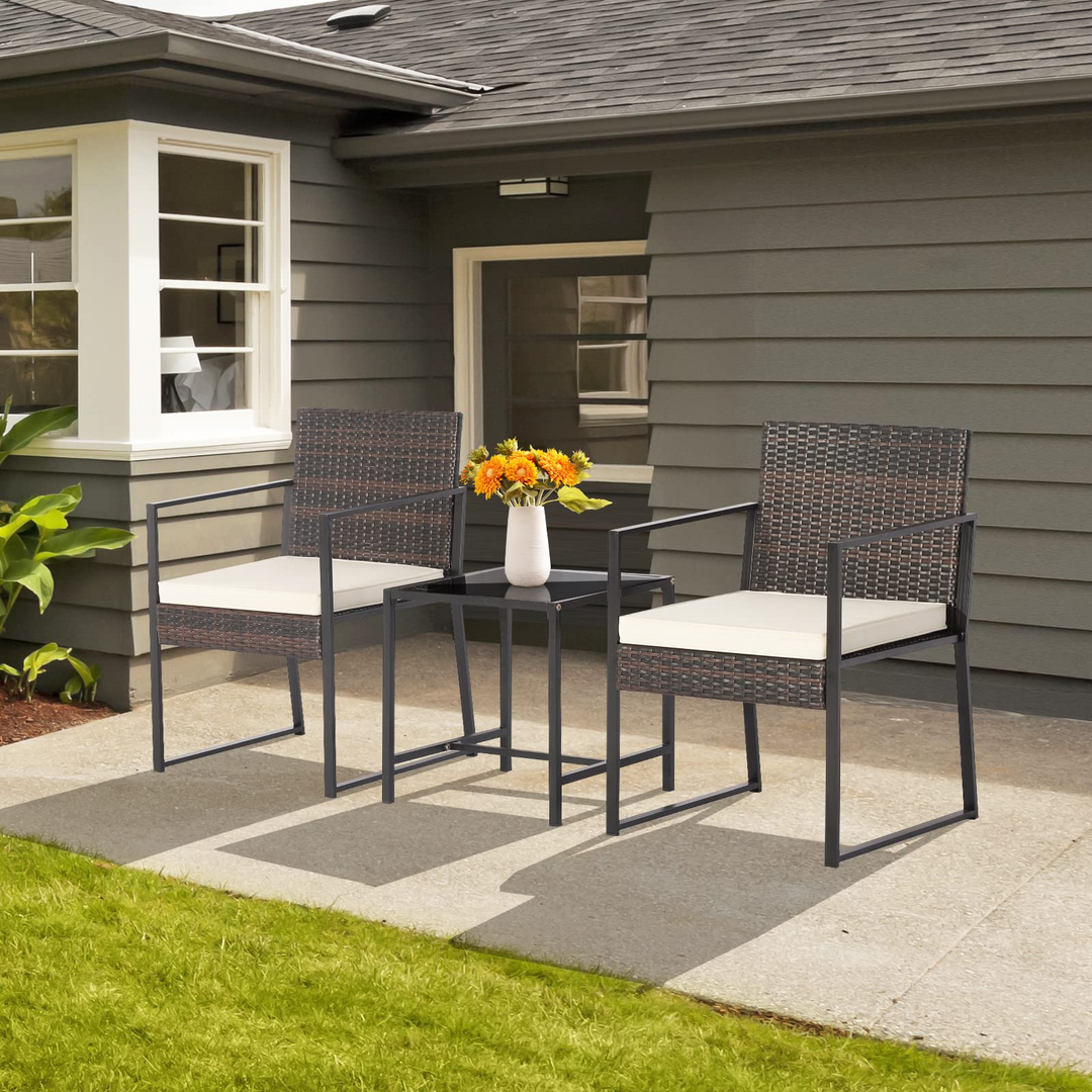 3 Pieces Modern Heavy Duty Patio Furniture Set with Table Tangkula