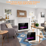 Tangkula 30 Inches Recessed Electric Fireplace, in-Wall & Wall Mounted Electric Heater