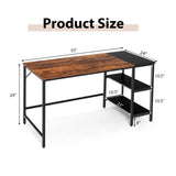 Tangkula 55" Computer Desk, Large Home Office Desk with 2-Tier Storage Shelves