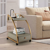Tangkula Rolling End Table, 2-Tier Side Table w/Tray Top, Pull-Out Drawer & Lockable Casters