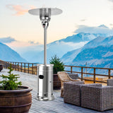 48,000 BTU Outdoor Patio Heater with Wheels, Stainless Steel Propane Heater with Tip-Over & Flameout Protection